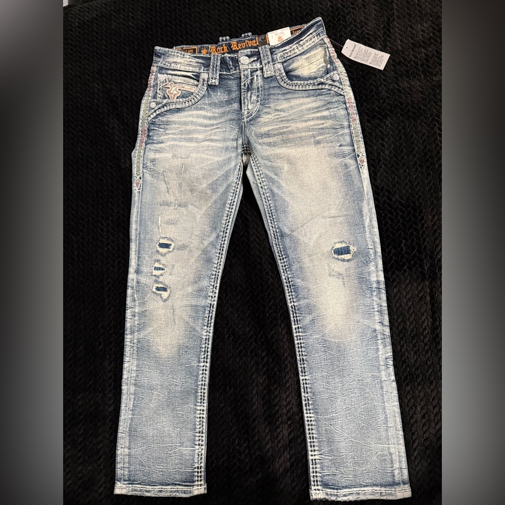 Rock Revival men's Light Lennon slim straight Jeans 30S - Picture 3 of 9